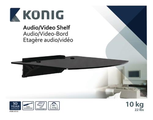 König KNM-AS10 Audio/videoplank getemperd glas - 10 kg / 22 lbs