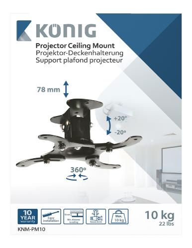 König KNM-PM10 Projectorplafondbeugel 10 kg / 22 lbs zwart