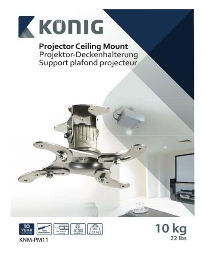 König KNM-PM11 Projectorplafondbeugel 10 kg / 22 lbs zilver