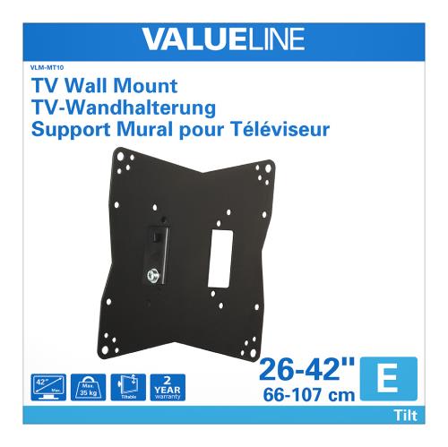 Valueline VLM-MT10 Tv-muurbeugel kantelbaar 26 - 42"/66 - 107 cm 35 kg