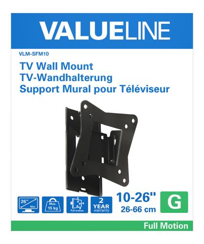 Valueline VLM-SFM10 TV-muurbeugel draai- en kantelbaar 10 - 26"/25 - 66 cm 15 kg