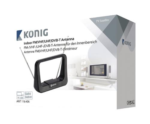König ANT 116-KN FM/VHF/UHF/DVB-T-binnenantenne 5 - 7 dB
