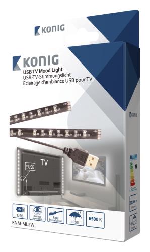 König KNM-ML2W USB TV-mood light LED 2 strips 50 cm koel wit