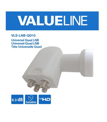 Valueline VLS-LNB-QD10 Universele quad LNB voor 4x TV 0.3 dB