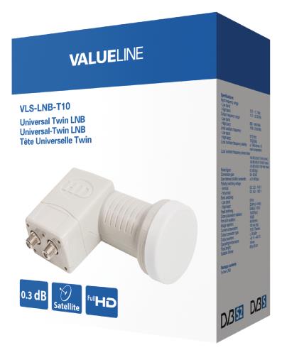Valueline VLS-LNB-T10 Universele twin LNB voor 2x TV 0.3 dB