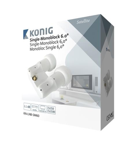 König KN-LNB-SM60 Single monoblock 6.0° 0.2 dB Astra 19.2°E en Hot Bird 13.0°E voor 1 TV