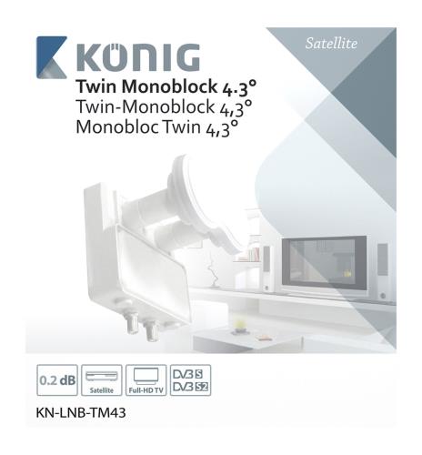 König KN-LNB-TM43 Twin monoblock 4.3° 0.2 dB Astra 19.2°E en Astra 23.5°E voor 2 TV