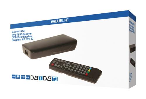 Valueline VLS-DVBT2-FTA1 DVB-T2 HD-ontvanger 1080p SCART en HDMI-uitgang PVR