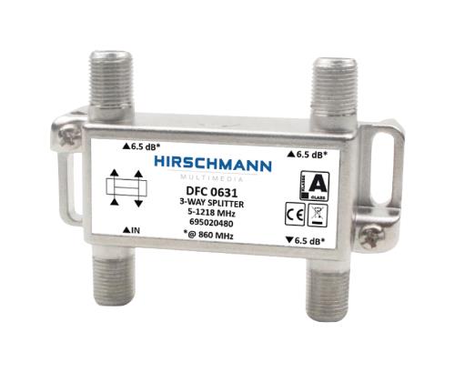 Hirschmann 695020480 DFC 0631, Verdeelelement drievoudig met F-aansluiting 5 - 1218 MHz