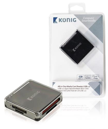 König CSU2ACR100BL Alles-in-een geheugenkaartlezer USB 2.0
