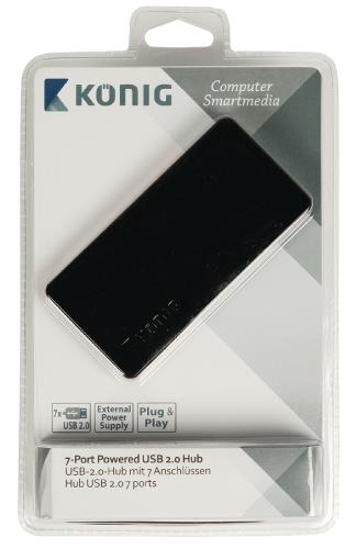 König CSU2H7P200BL 7-poorts powered USB 2.0-hub