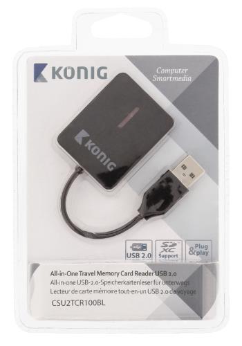 König CSU2TCR100BL Alles-in-één cardreader USB 2.0 reisuitvoering