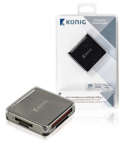 König CSU3ACR100BL Alles-in-een geheugenkaartlezer USB 3.0
