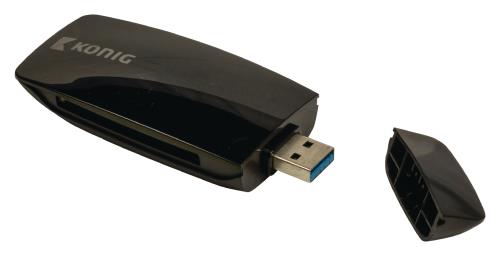 König CSU3TCR100BL Alles-in-één cardreader USB 3.0 reisuitvoering