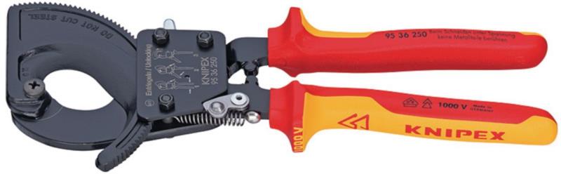 Knipex 95 36 250 Cable cutters with ratchet principle
