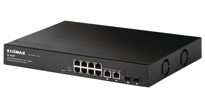 Edimax ES-5208P 8 Port Fast Ethernet Switch with PoE+ and 2 Gigabit Ports