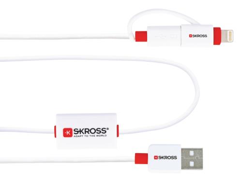 Skross 2,700212 BUZZ 2in1 Micro USB & Lightning Connector charge & sync alarm cable for all devices with micro usb or...