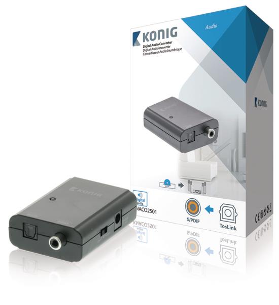 König KNACO2501 Digitale audio-converter TosLink female - S/PDIF female donkergrijs