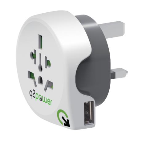 Q2 Power  Power Travel Adaptor World to UK USB