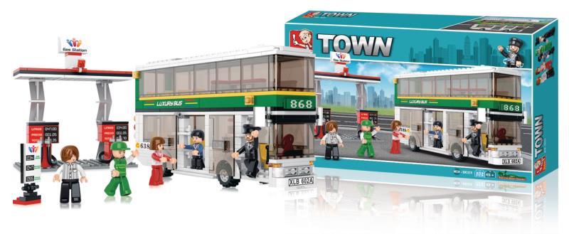 Sluban M38-B0331 Building Blocks Town Series Double-Decker Bus