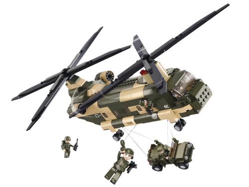 Sluban M38-B0508 Building Blocks Army Series Transport Helicopter