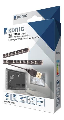 König KNM-ML2WD USB TV-mood light LED dimbaar 2x 45 cm koel wit