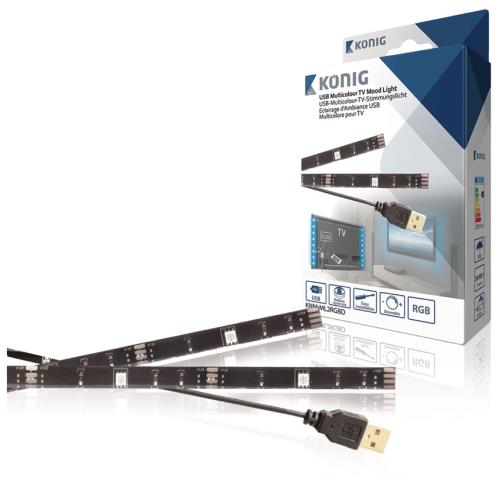 König KNM-ML2RGBD USB TV mood light dimbaar 2x 50 cm multicolour