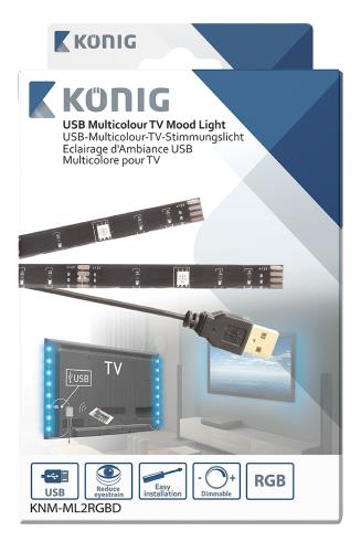 König KNM-ML2RGBD USB TV mood light dimbaar 2x 50 cm multicolour