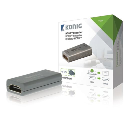 König KNVRP3400 HDMI repeater HDMI-ingang - HDMI-uitgang 20.0 m donkergrijs