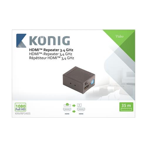 König KNVRP3405 HDMIT repeater HDMIT-ingang - HDMIT-uitgang 35 m donkergrijs