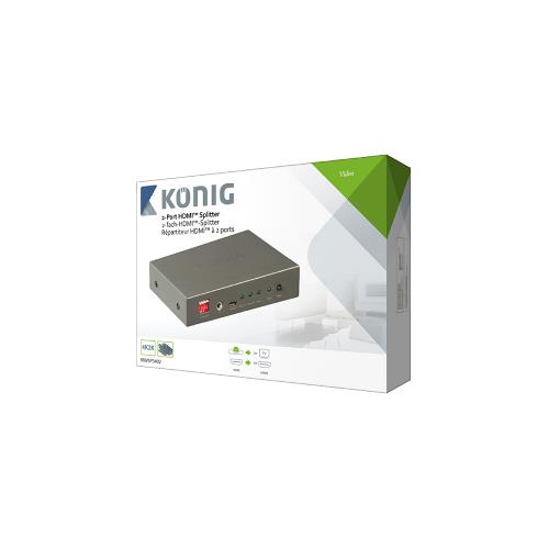 König KNVSP3402 2-poorts HDMI splitter HDMI-ingang - 2x HDMI-uitgang donkergrijs