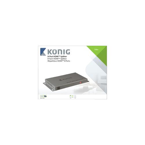 König KNVSP3408 8-poorts HDMI splitter HDMI-ingang - 8x HDMI-uitgang donkergrijs