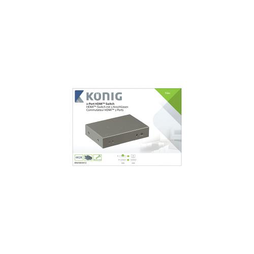 König KNVSW3412 2-poorts HDMI-schakelaar 2x HDMI-ingang - HDMI-uitgang donkergrijs