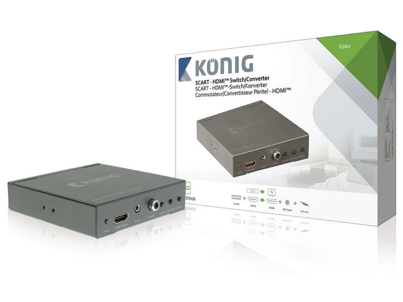 König KNVCO3420 SCART + HDMI - HDMI-schakelaar/converter SCART + HDMI-ingang - HDMI-uitgang donkergrijs