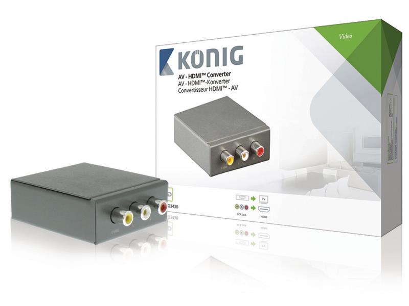 König KNVCO3430 AV - HDMI converter RCA-ingang - HDMI-uitgang donkergrijs