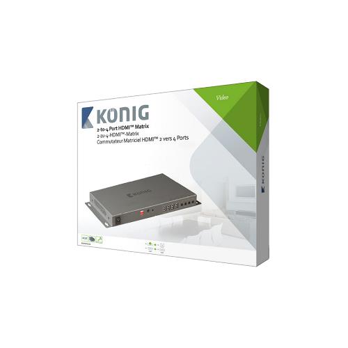König KNVMA3424 2-naar-4-poorts HDMI matrix 2x HDMI-ingang - 4x HDMI-uitgang donkergrijs