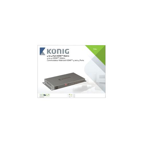 König KNVMA3444 4-naar-4-poorts HDMI matrix 4x HDMI-ingang - 4x HDMI-uitgang donkergrijs