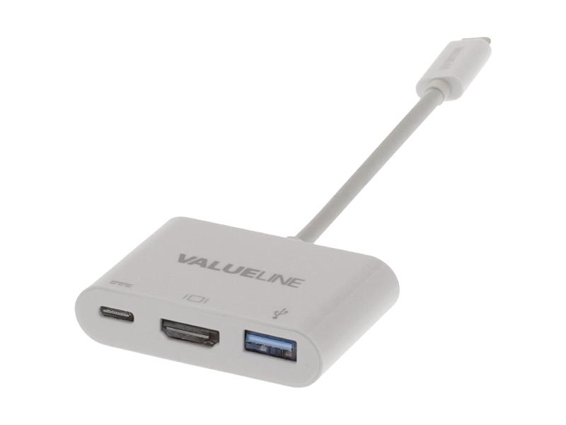 Valueline VLCP64765W02 Valueline digitale AV-multipoortadapter USB 3.1 C male - C/HDMI&#153;/A female 0,20 m