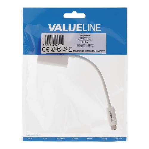 Valueline VLCP64850W02 Valueline adapterkabel USB 3.1 C male - VGA female 0,15 m wit