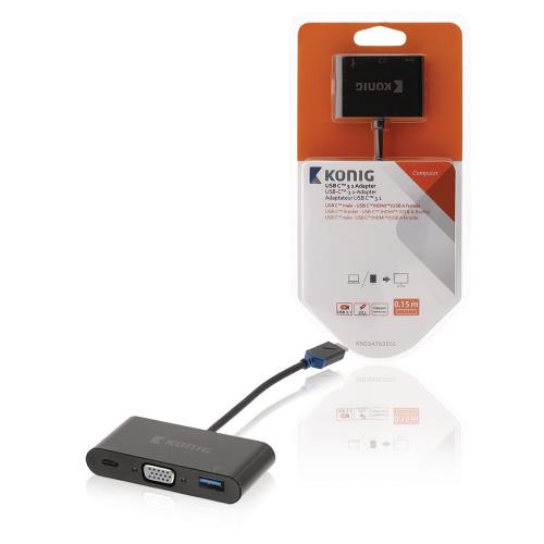 König KNC64765E02 König digitale multipoort AV-adapter USB 3.1 C male - C/HDMI&#153;/A female 0,15 m