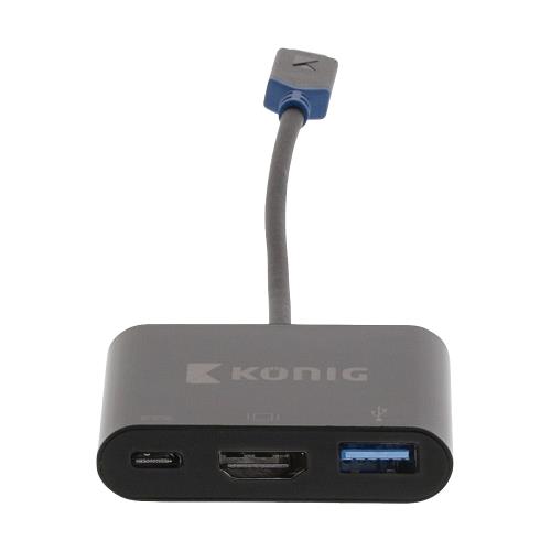 König KNC64765E02 König digitale multipoort AV-adapter USB 3.1 C male - C/HDMI&#153;/A female 0,15 m