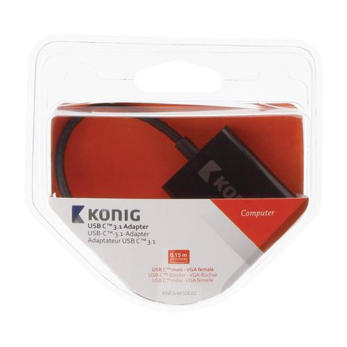 König KNC64850E02 König adapterkabel USB 3.1 C male - VGA female 0,15 m