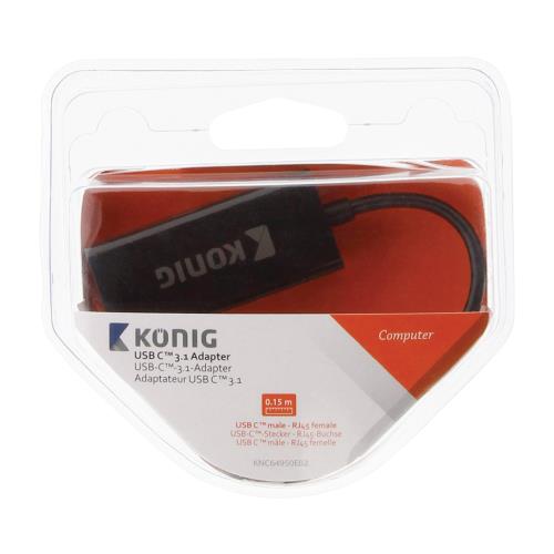König KNC64950E02 König adapterkabel USB 3.1 C male - RJ45 female 0,15 m