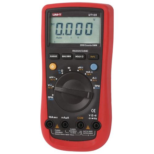 UNI-T UT109 Digitale multimeter Mean value 3999 cijfers 1000 VAC 1000 VDC 10 ADC
