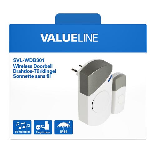 Valueline SVL-WDB301 Draadloze Deurbel met 36 Verschillende Melodieën AC Wit