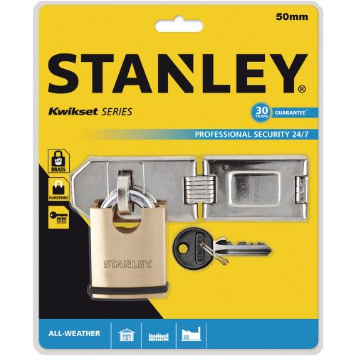 Stanley S742-009 Stanley 24/7 Shrouded Padlock 50mm + Hasp
