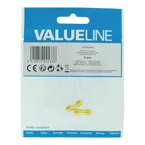 Valueline VLSP02940A SMA koppelstuk male - male goud 2 st