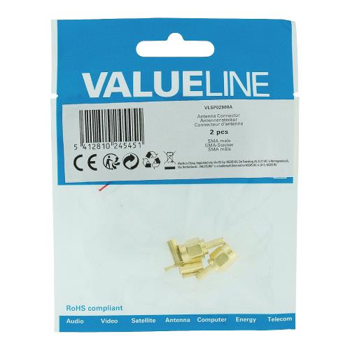 Valueline VLSP02900A SMA connector male krimp goud 2 st