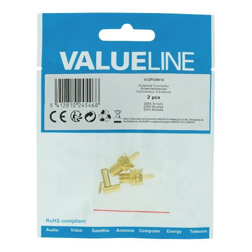 Valueline VLSP02901A SMA connector female krimp goud 2 st