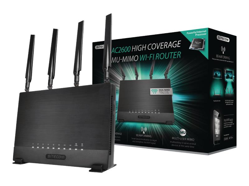 Sitecom WLR-9500 Draadloze Router AC2600 Gigabit / Wi-Fi Zwart / Antraciet